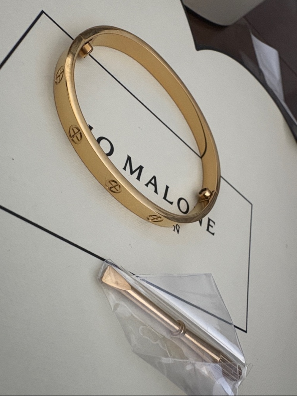 Gold Screw-Accent Hinged Bangle Bracelet - Designer Style